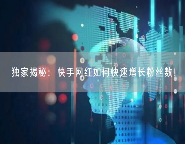 独家揭秘：快手网红如何快速增长粉丝数！